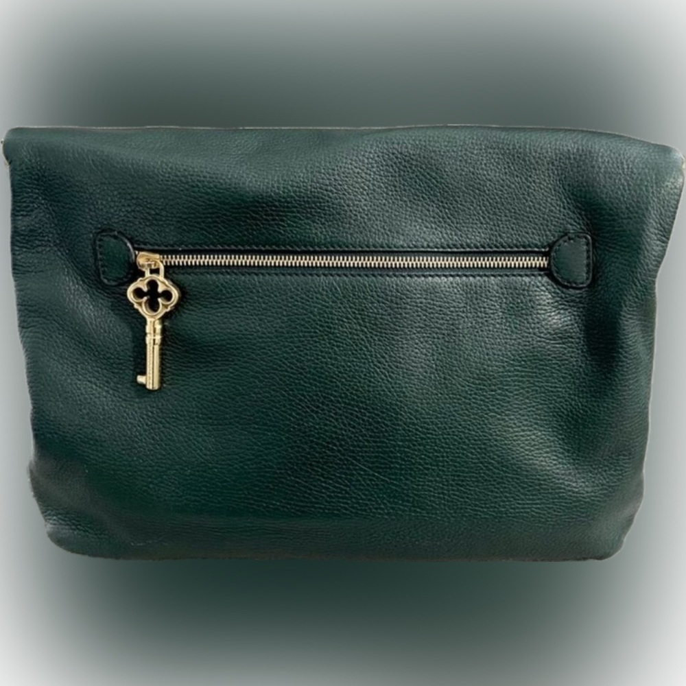 Dolce & Gabbana Green Pebbled Leather Fold-Over Bag - Picture 6 of 15